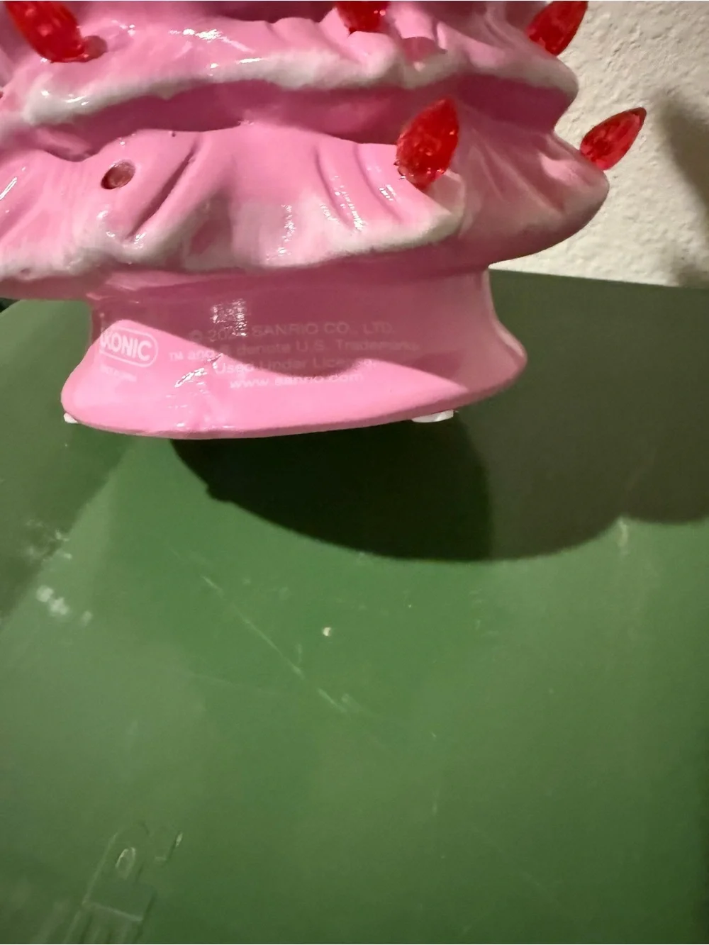Hello Kitty Pink Tree Figurine with Red Bulb Lights